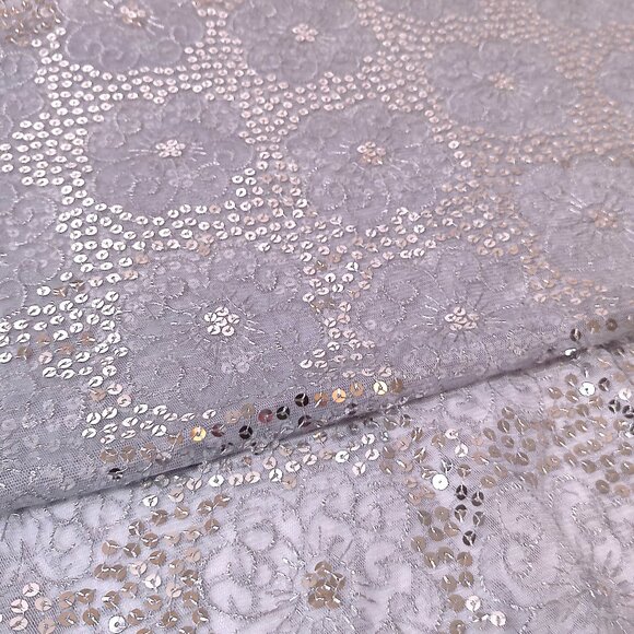 Sequin Shawl Silver Gray NEW Fringed Lace special occasion evening wrap scarf - Picture 3 of 5